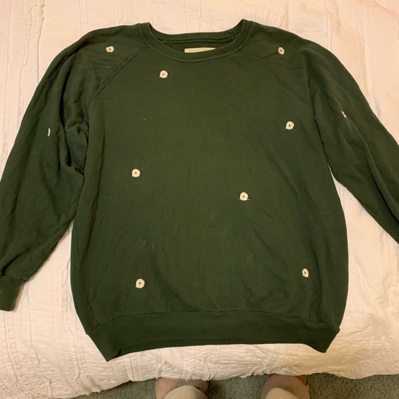 RARE The Great College Sweatshirt Floral Embroidered Green Sweatshirt - Picture 3 of 5